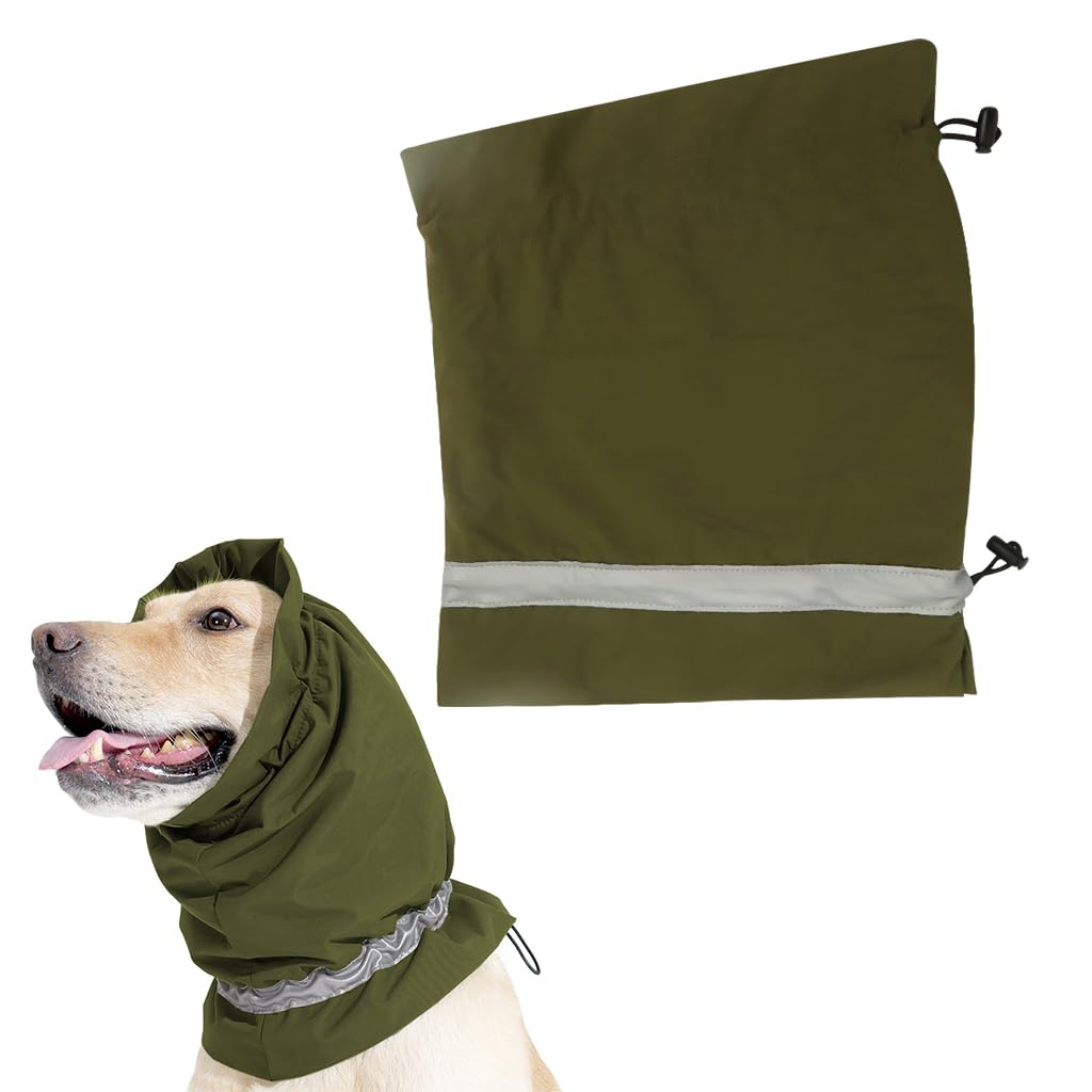 Qpets Pets Comforting Hoodie Ear Muff for Dog Warm Plush Lining Comforting Wrap Outdoor Winter Ear Muff with Reflective Strip Stretchy Adjustable Ear Snood for Dog, Green/L Qpets Pets Comforting Hoodie Ear Muff for Dog Warm Plush Lining Comforting Wrap Outdoor Winter Ear Muff with Reflective Strip Stretchy Adjustable Ear Snood for Dog, Green/L